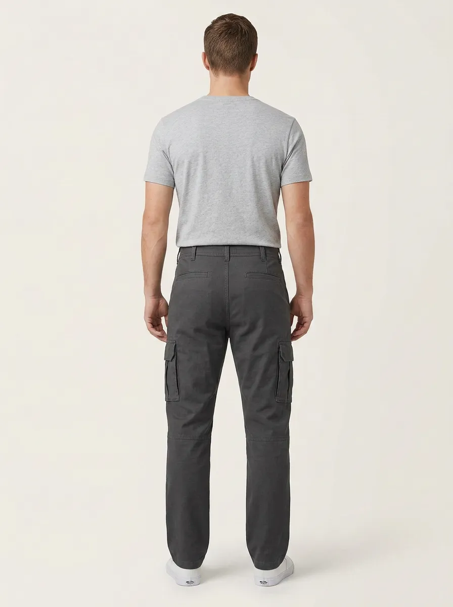 Men's Durable Twill Multi-Pocket Straight Leg Cargo Pants