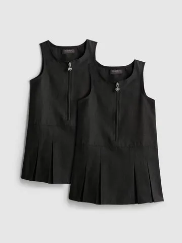 3-7yrs | 2pk Pleated Pinafore School Dresses