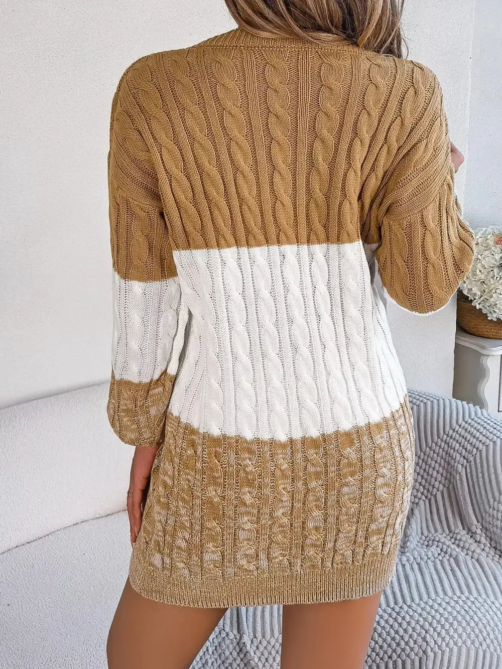 Patchwork Knit Sweater Dress