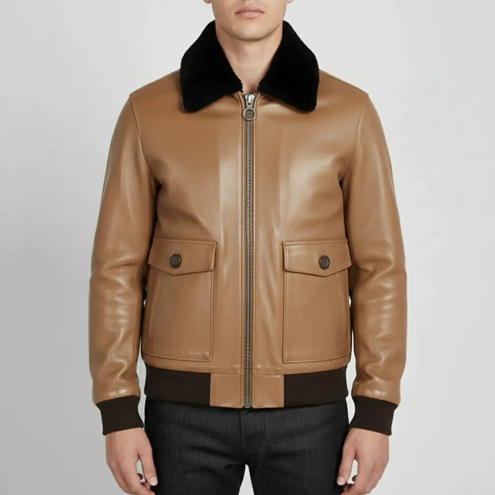 Leather Bomber Flight Jacket