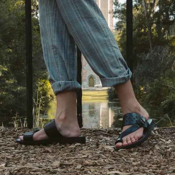 Relaxed Leather Cut Out Sandals