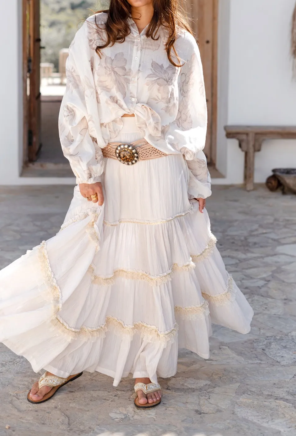 Soft Leisure Lace Floral Skirt