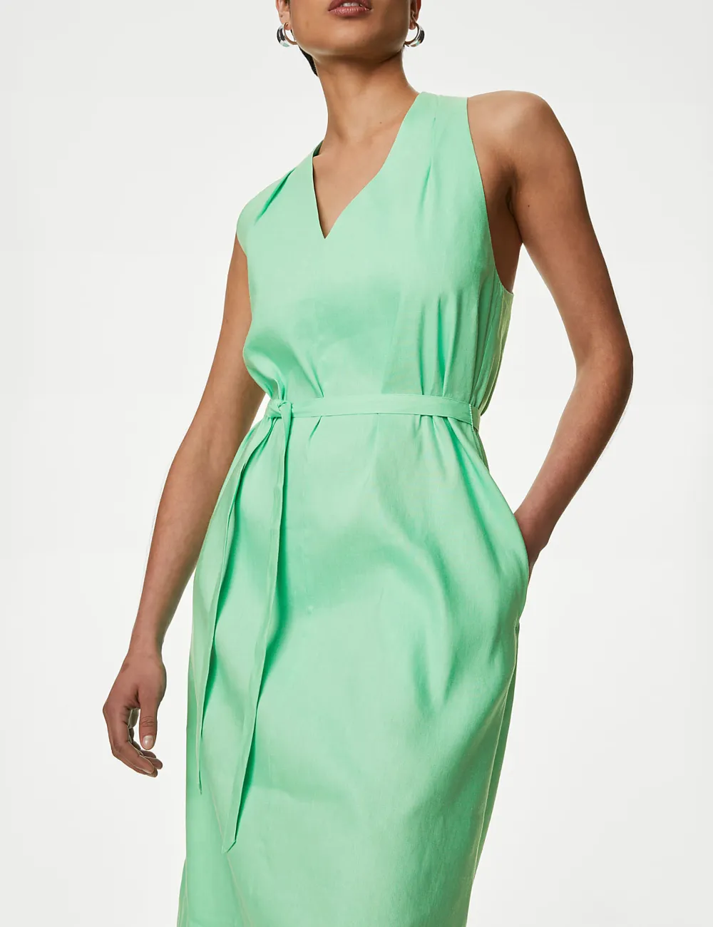 Linen Rich Halter Neck Maxi Dress