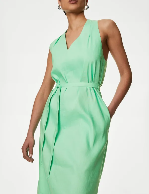 Linen Rich Halter Neck Maxi Dress