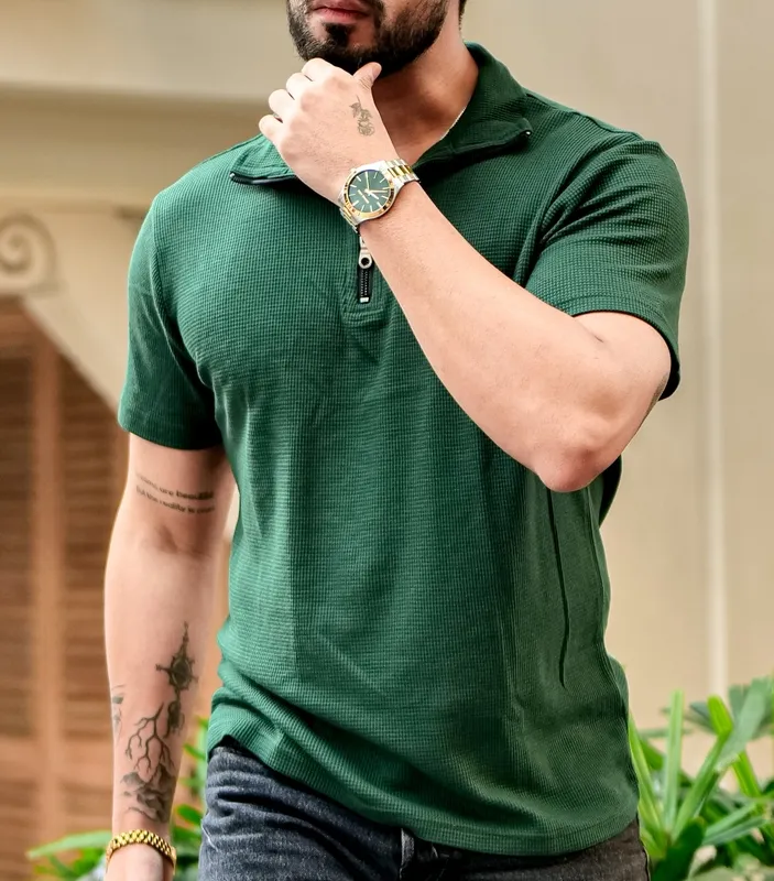 Green Casual Button Up Shirt