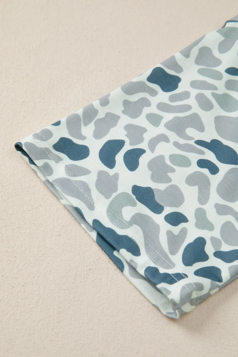 Gray Camouflage Print Single Chest Tee