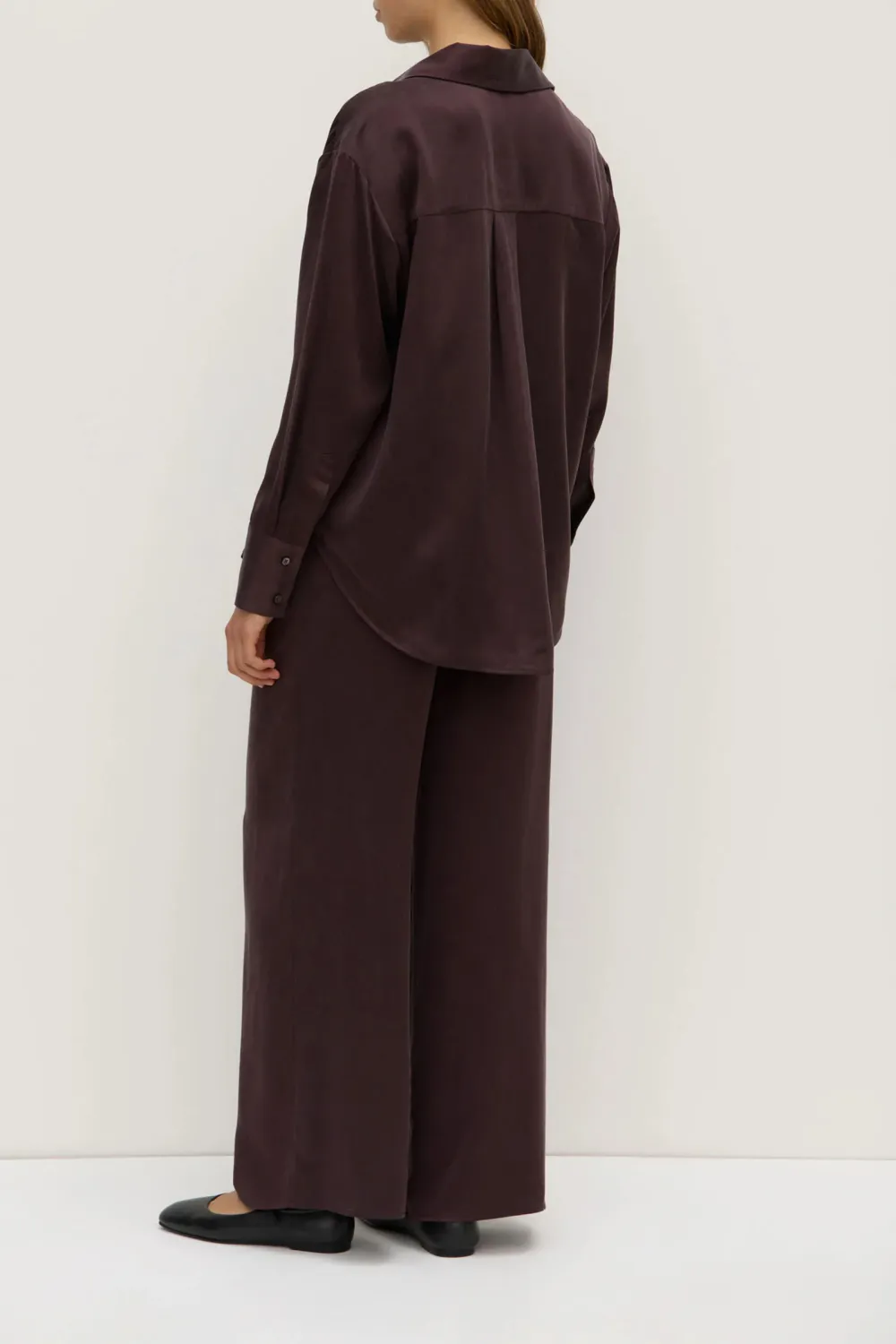 Solid Color Loose Silk Shirt