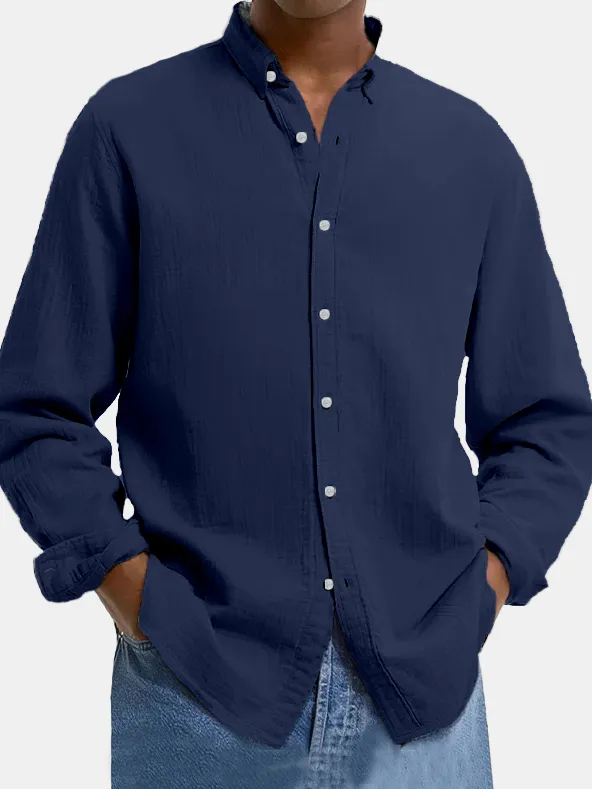 Cotton Linen Camp Collar Shirt