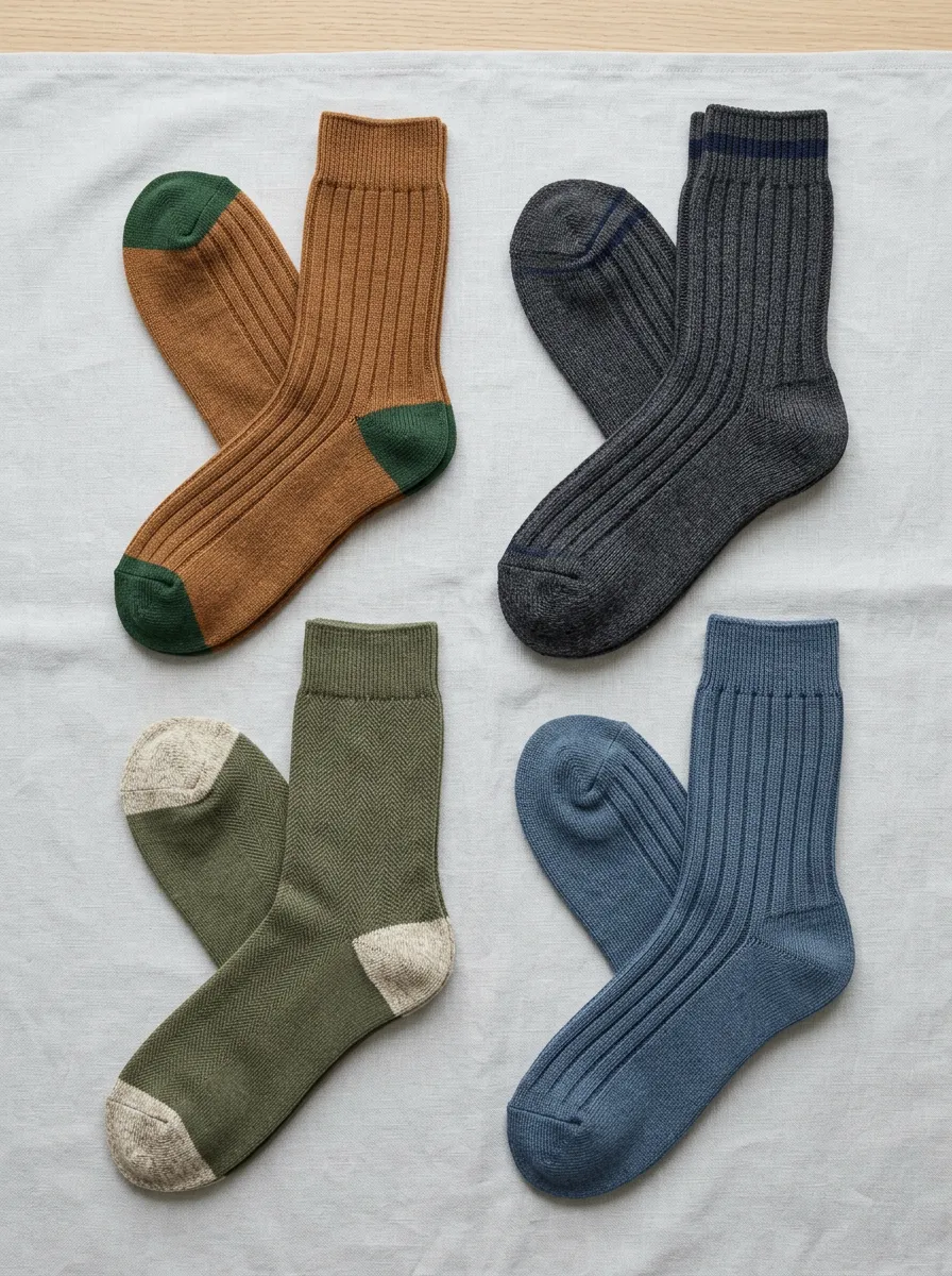 Men's Four Pack Crew Socks Bundle with Breathable Detail