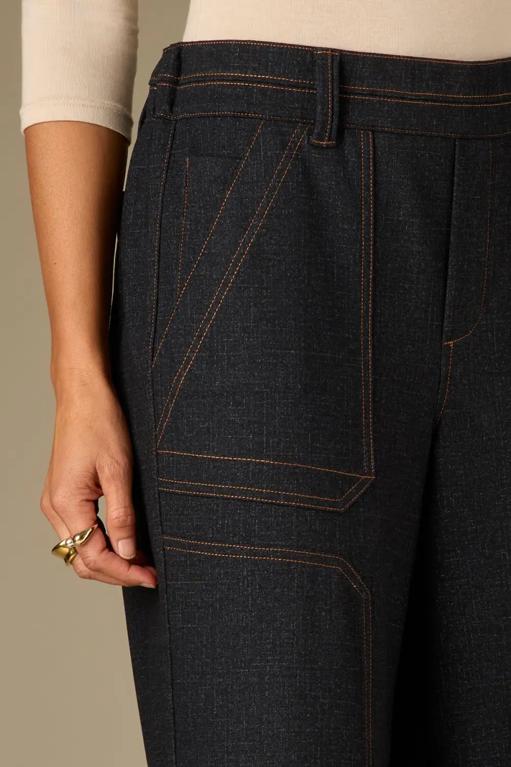  Wide Leg Glider Knit Pants Patch Pockets