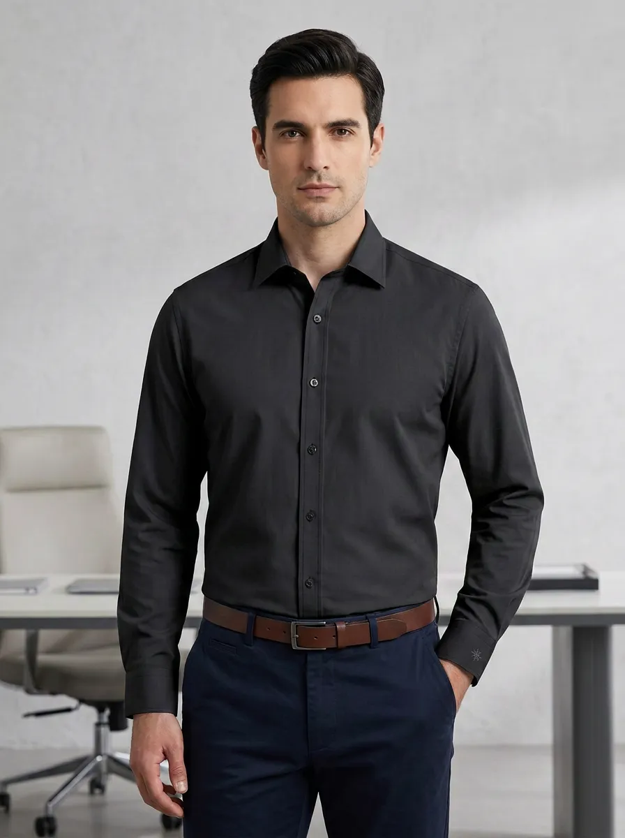 Men's Non-Iron Cotton Light Blue Business Formal Shirt