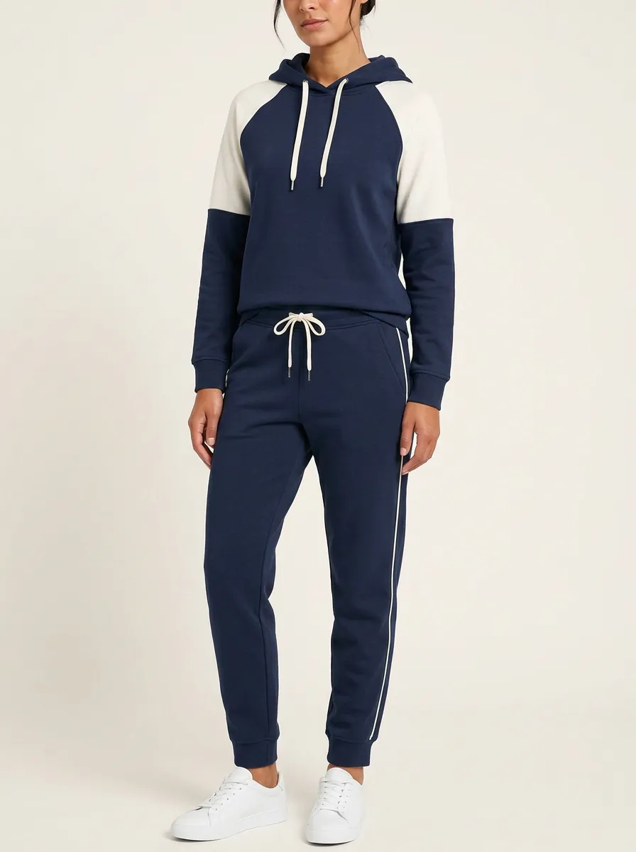 Women's Colorblock Raglan Hoodie and Side-Piped Jogger Set
