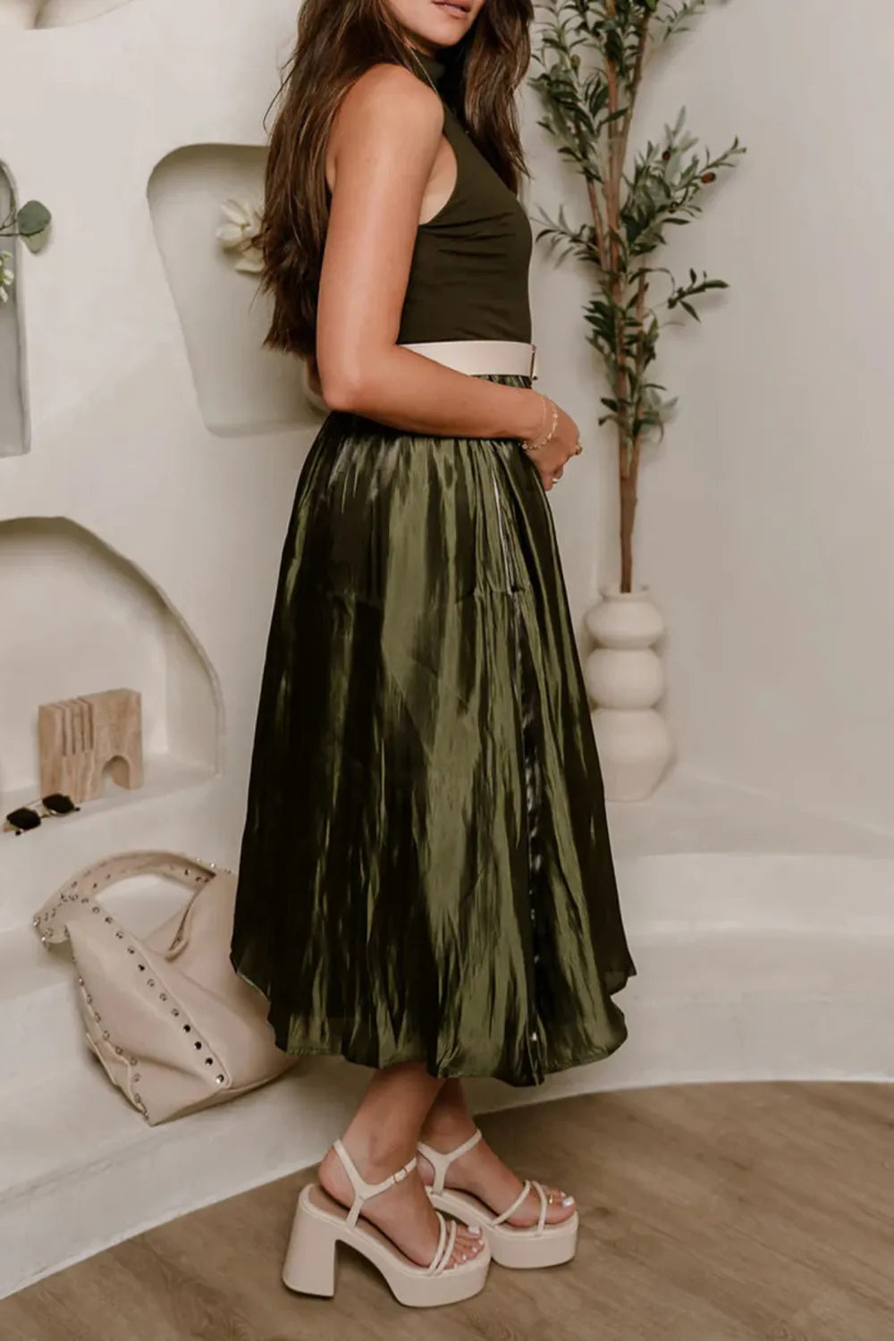 Plain Halter Neckline Maxi Dress