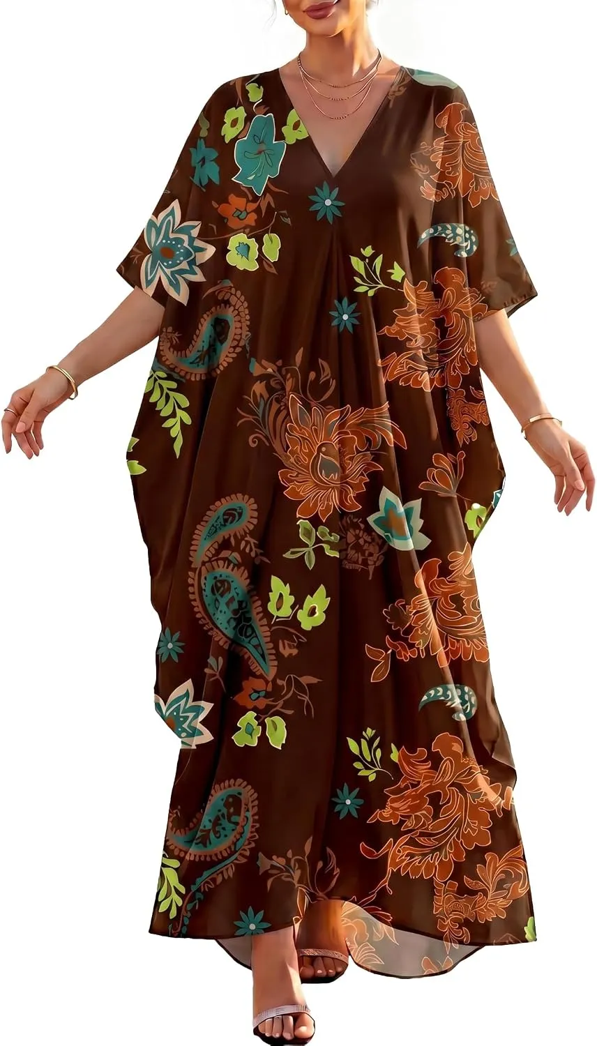 Women Moomoo Dress Beach Cover Ups for Women Long Kaftan Nightgown Muumuu Plus Size Caftan