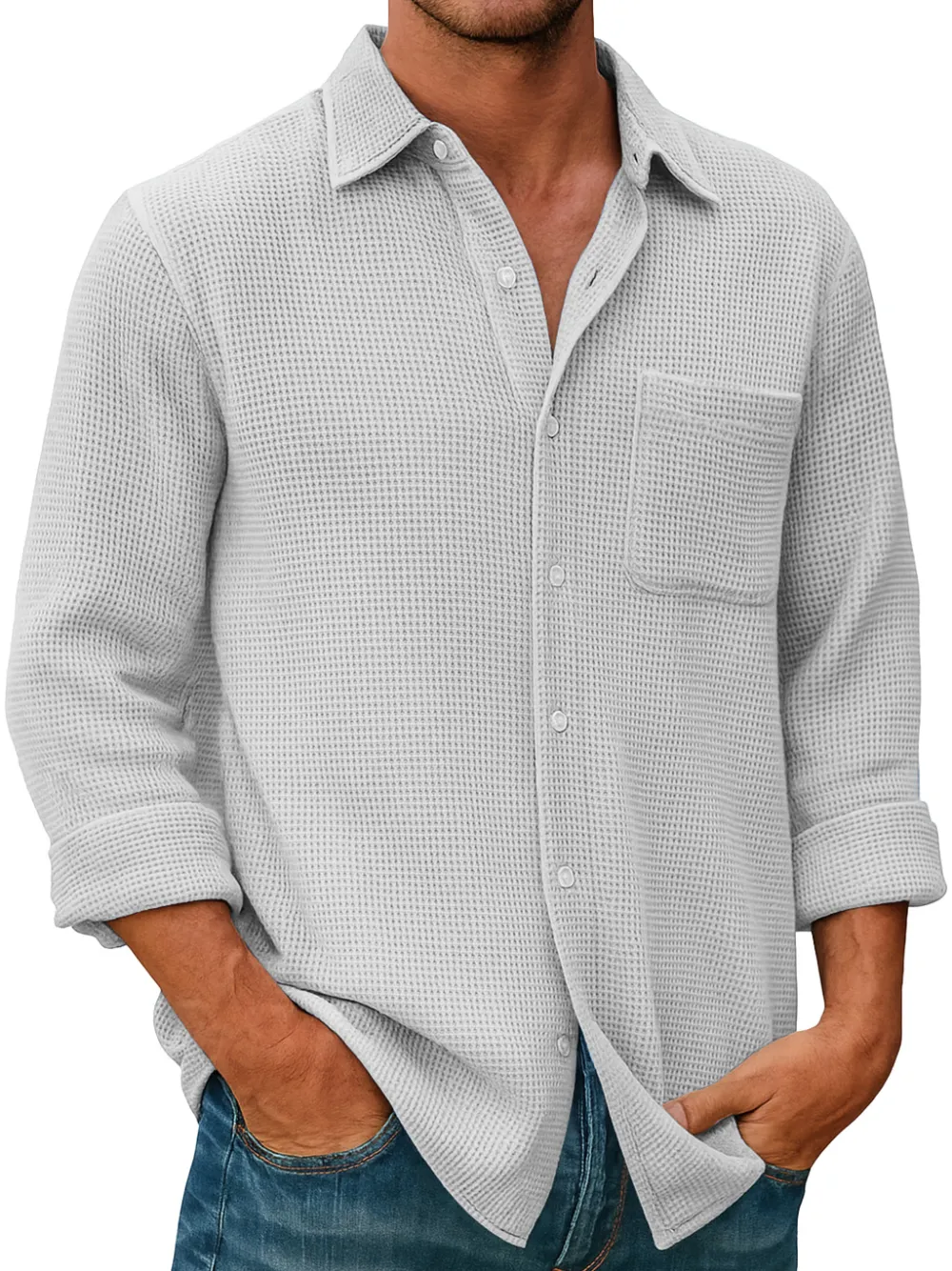 Textured Knit Pocket Shirt