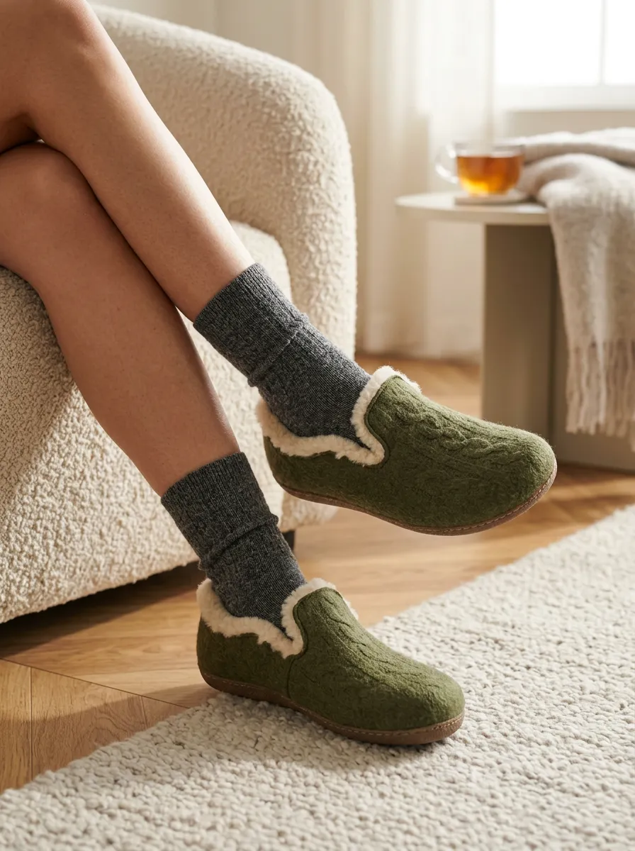 Classic Knit Graphic Look Unisex Warm Wool Shoes