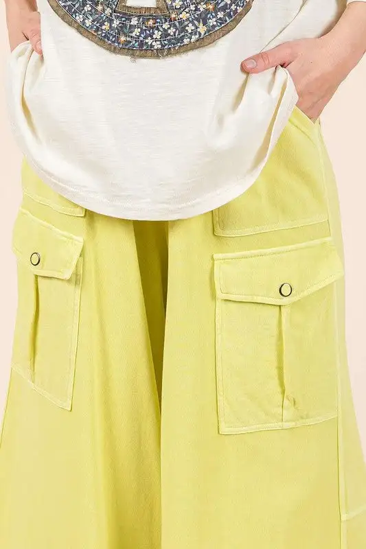 French Terry Cargo Wide Leg Pants