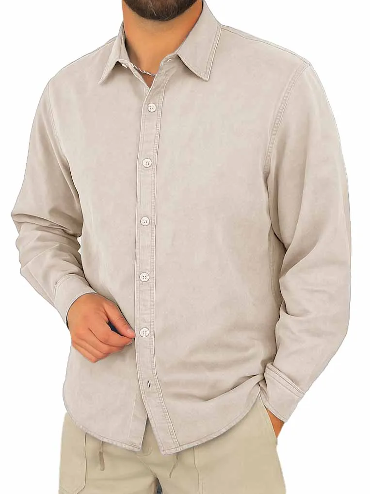 Comfort Fit Long Sleeve Camp Collar Shirt