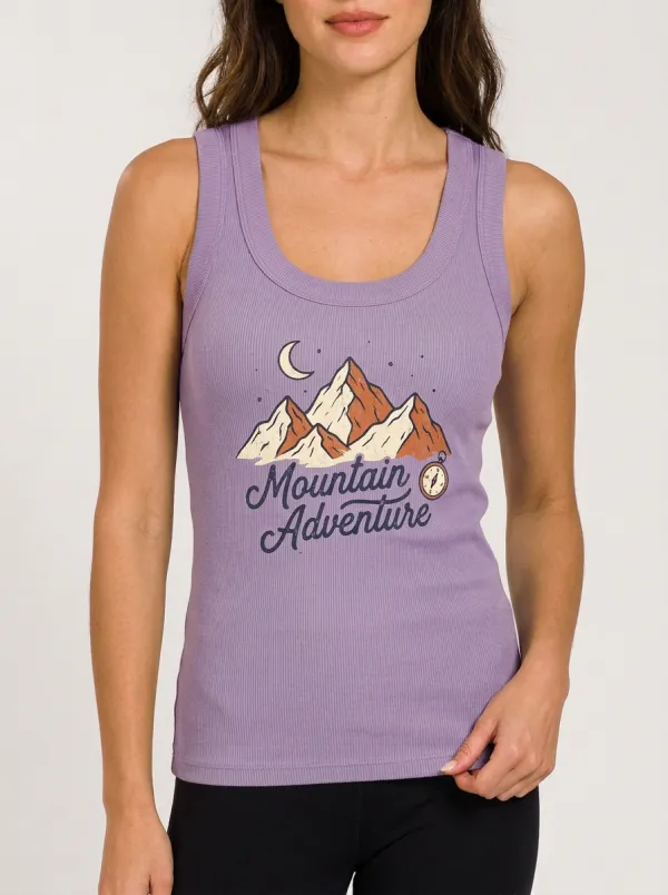 Women's Hiking Lover Mountain Adventure Compass Printed Tank Top
