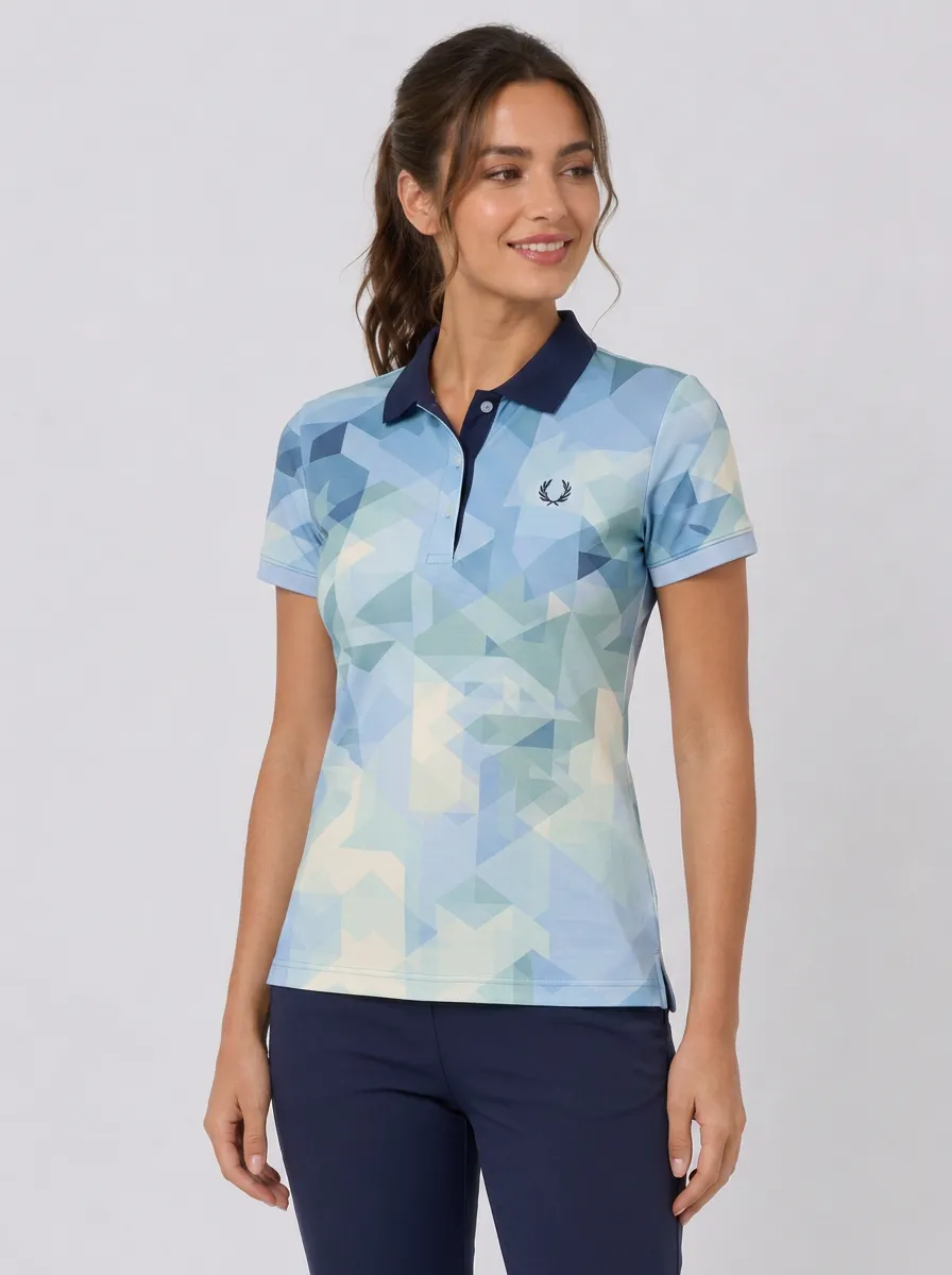 Women's Geometric Pattern Multi-Faceted Polo Shirt