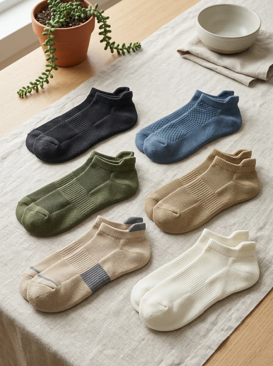 Men's Athletic Casual Multi-Color Ribbed Ankle Socks Set