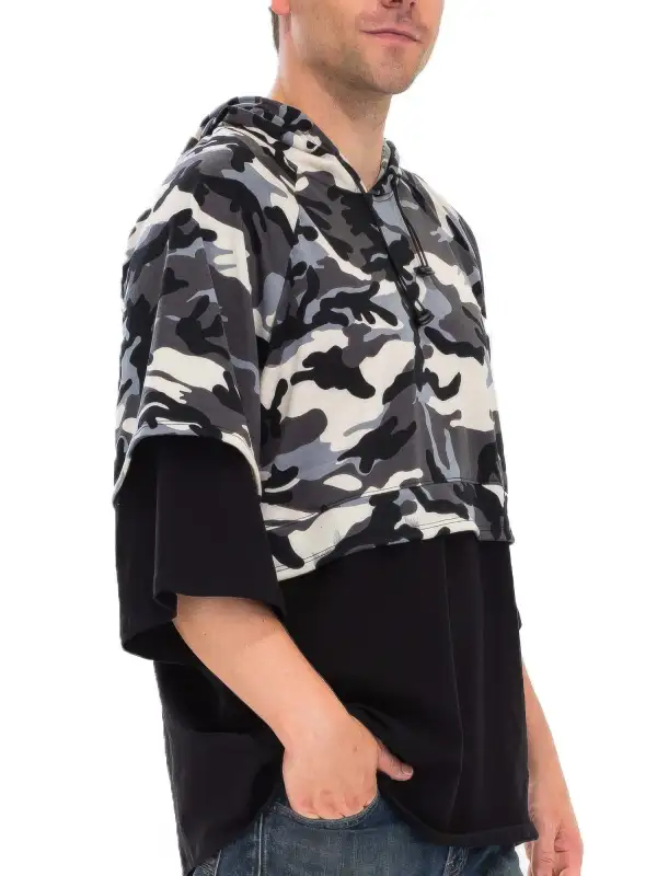 Contrast Hooded T-Shirt Hoodie
