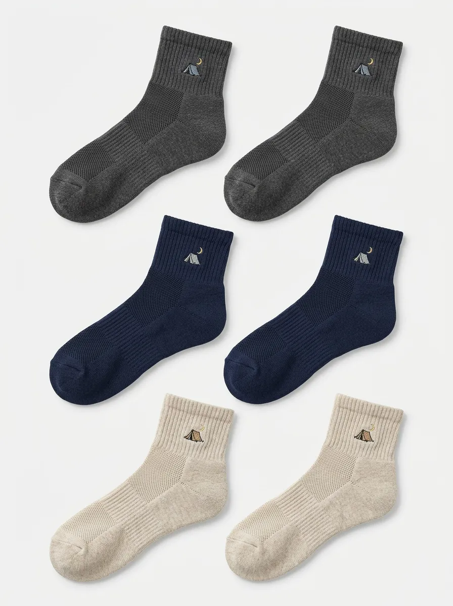 Men's Three-Pair Tent & Moon Quarter Sock Set