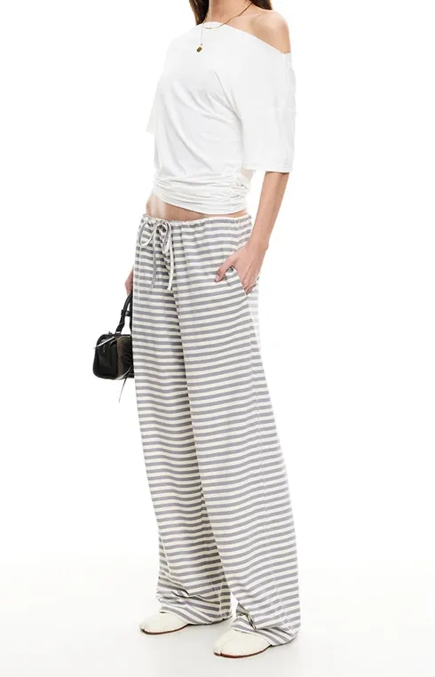 Ash Stripe Low-Rise Lounge Pants