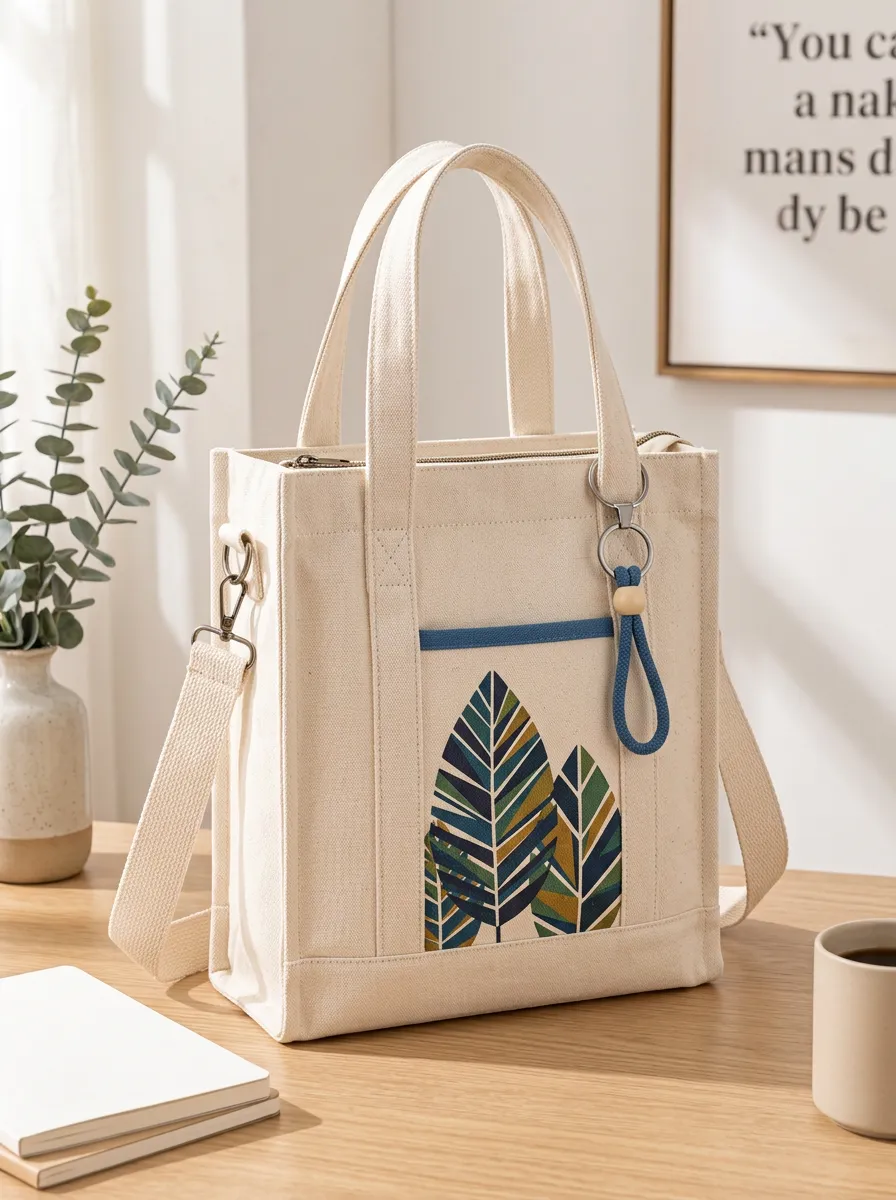 Women's Botanical Leaf Tropical Canvas Print Shoulder Tote Bag