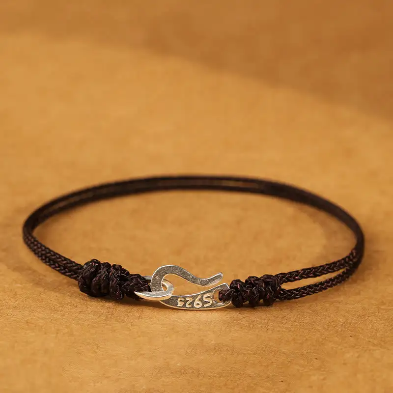 Sterling Silver Hook Design String Bracelet