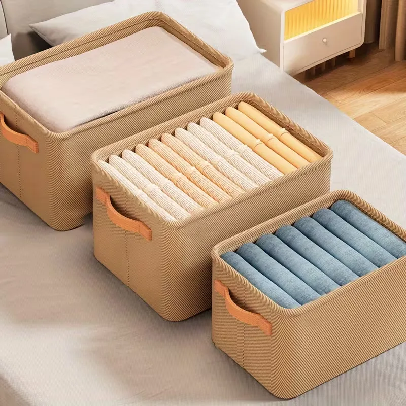 Stylish Beige Fabric Storage Bins