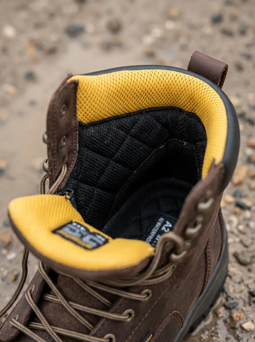 Rugged Leather-Look Lace-Up Men's Waterproof Work Boots