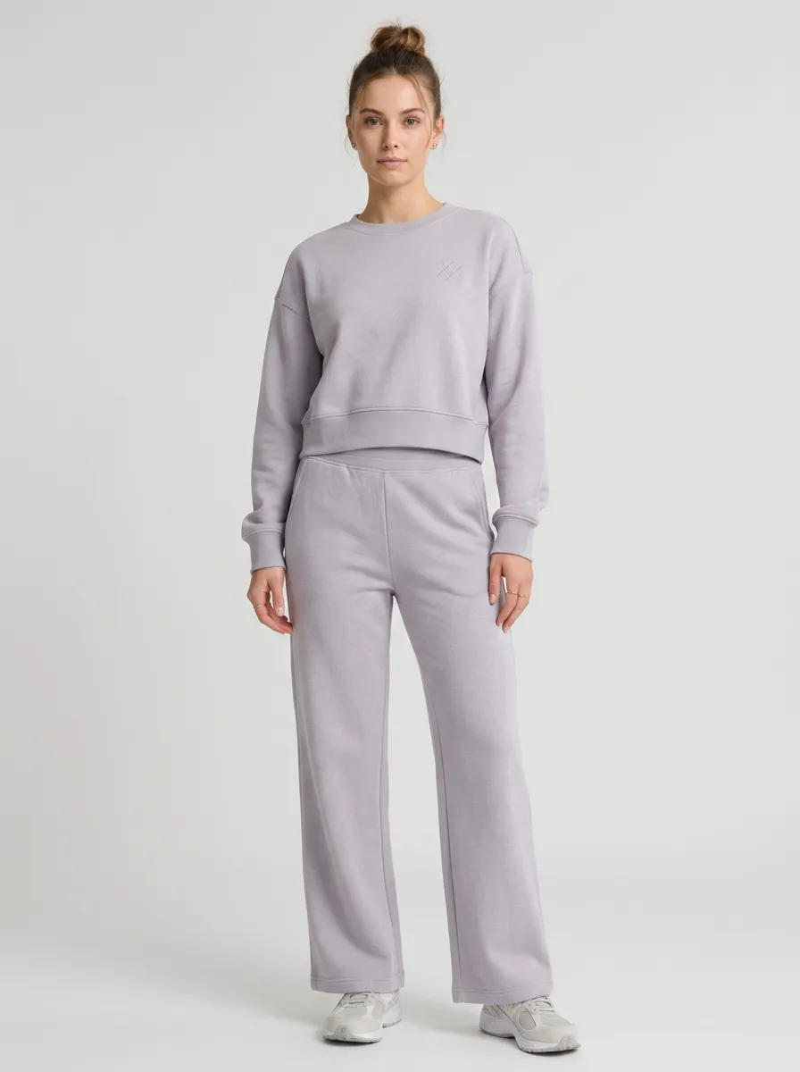Women's Minimalist Lavender Embroidered Logo Lounge Set