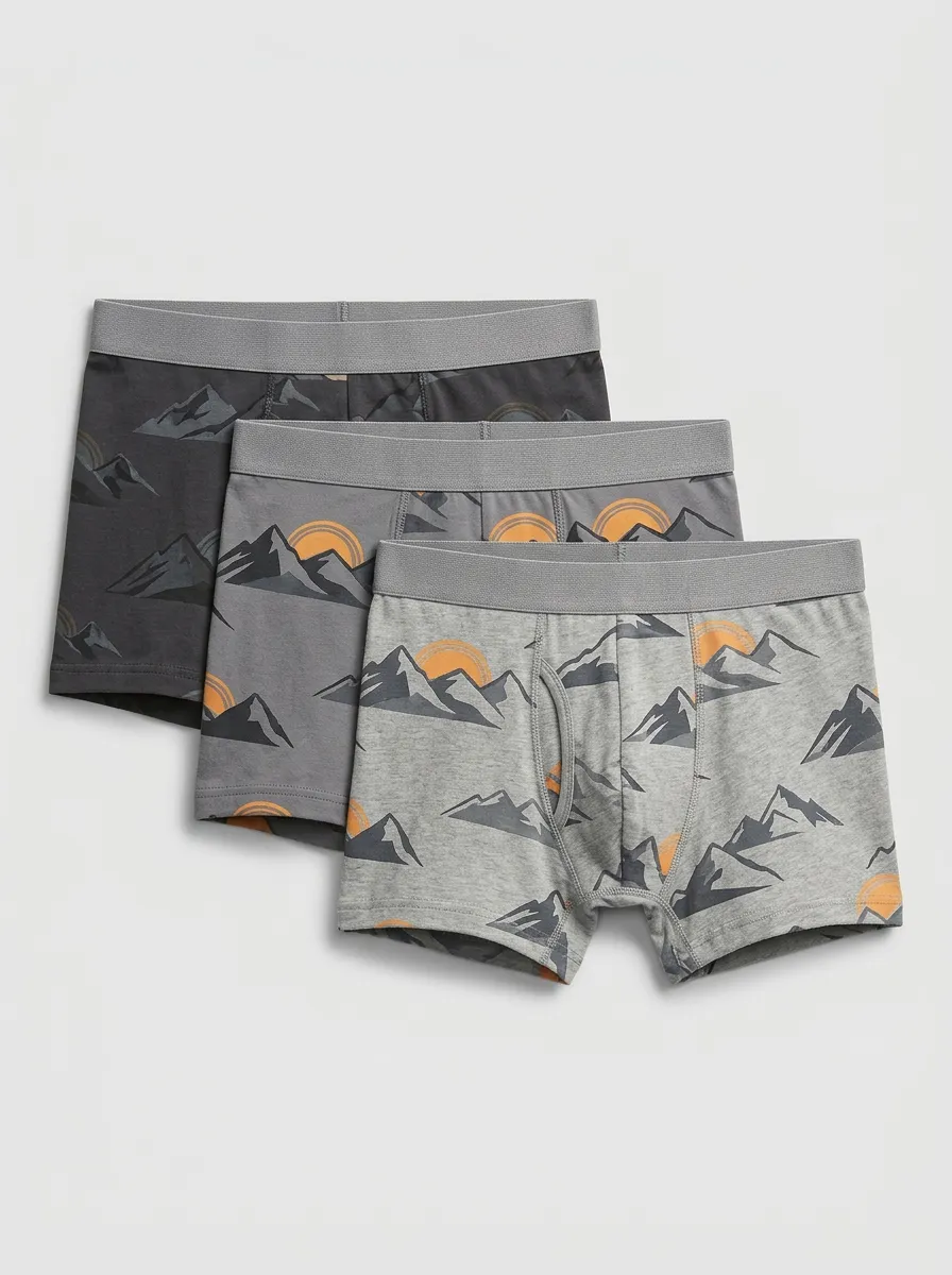 Men's Three-Pair Mountain Sun Fly-Front Boxer Brief Set