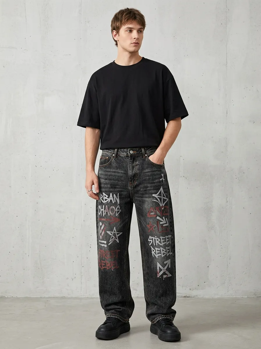 Unisex Graphic Streetwear Graffiti Jeans