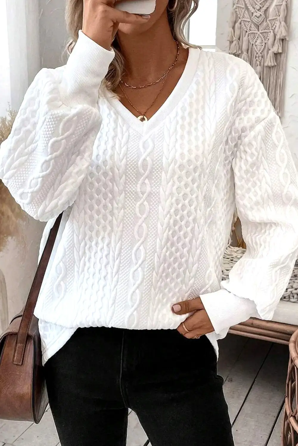 Women's Solid Knit Textured Top