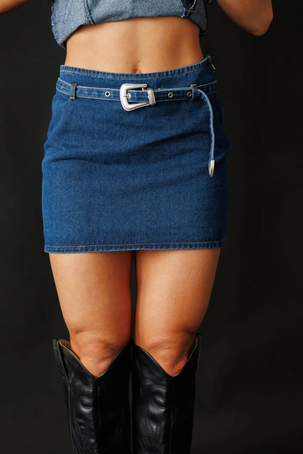 Denim Side Zipper Closure Skirt