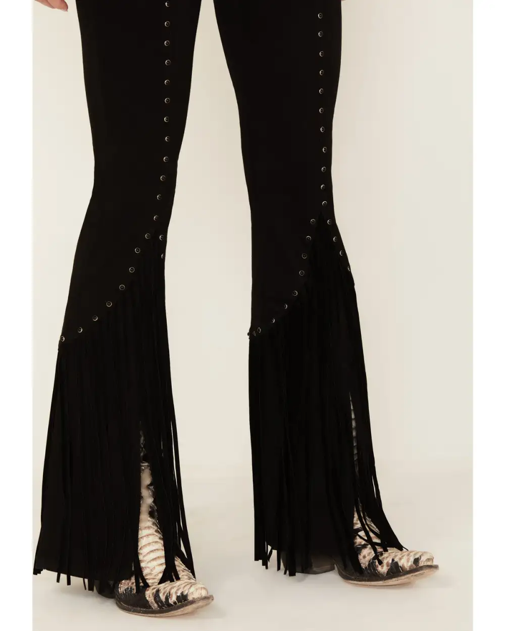 High Rise Flare Embroidered Fringe Detail Jeans