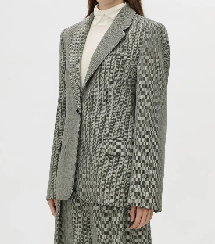 Charcoal Herringbone Blazer