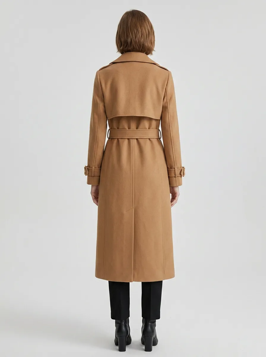 Women's Minimalist Belted Long Trench Coat