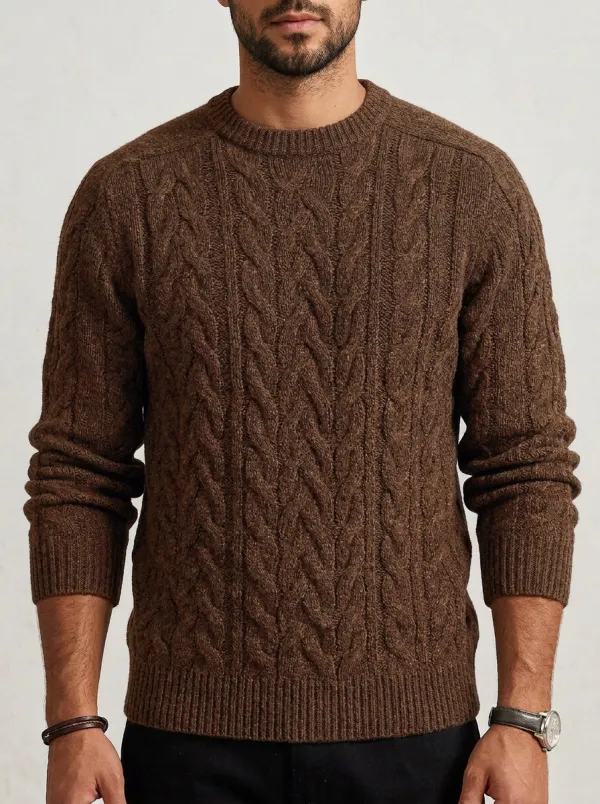 Men’s Ribbed Cable-Knit Versatile Sweater