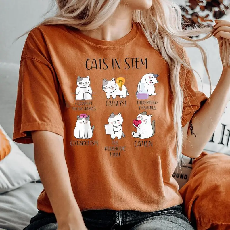 Cats In Stem Cats Science Teacher Cation Catabolism Women's Oversized Comfort T-shirt