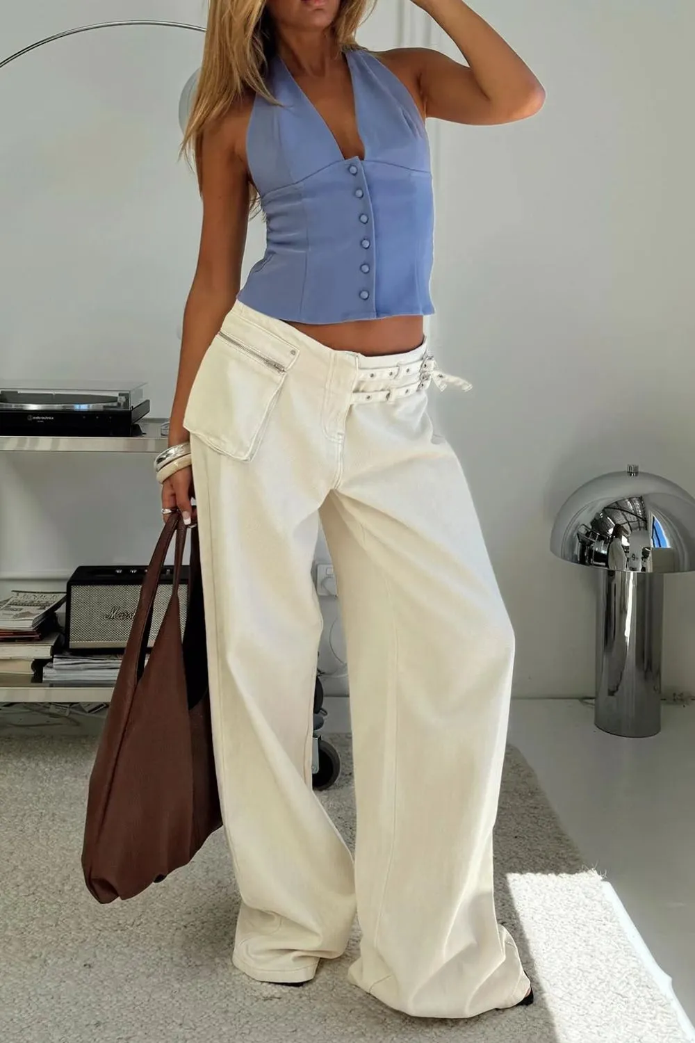 Pocket Detail Tiered Denim Jeans
