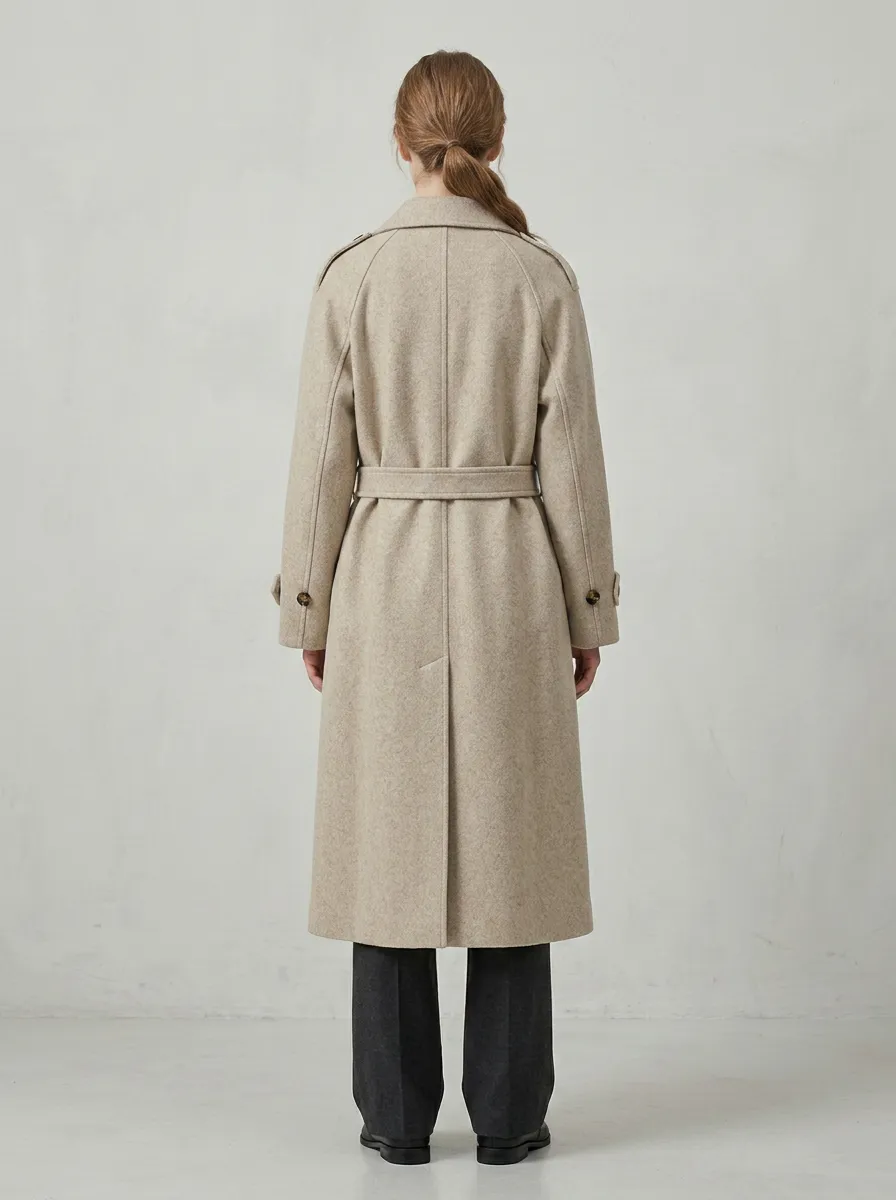 Women's Clean Line Belted Minimalist Long Trench Coat