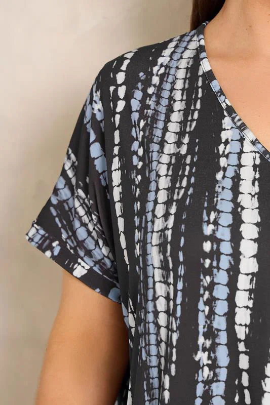 Brown Tie Dye Swing Top detail 3