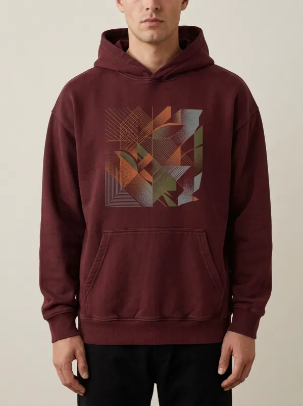 Men's Geometric Graphic Kangaroo Pocket Hoodie
