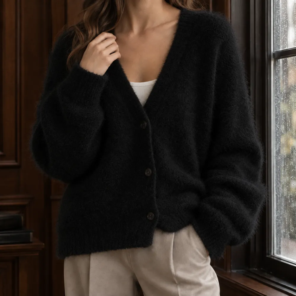 V-Neck Button-Front Cardigan