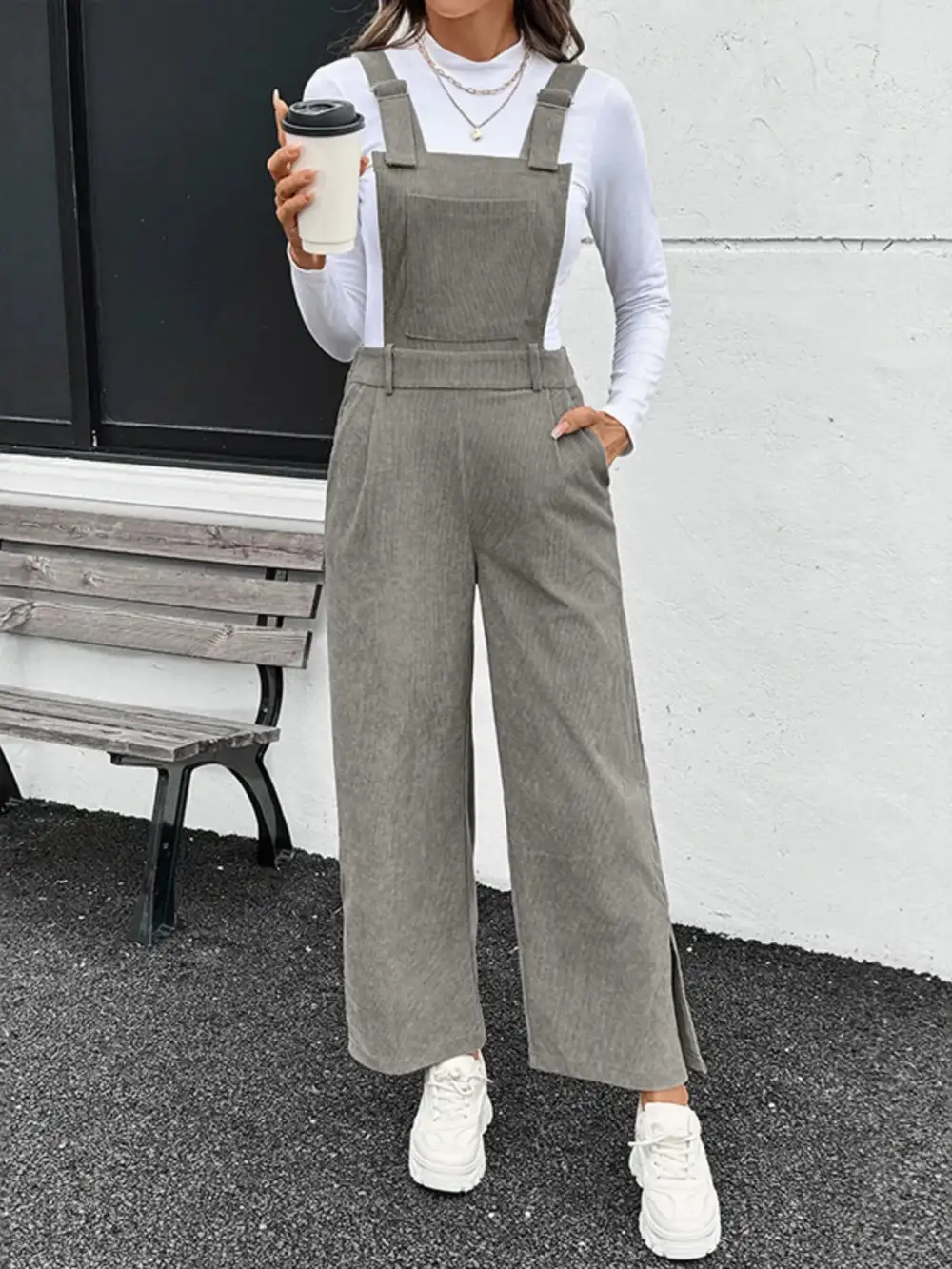Pocket Side Slit Overalls