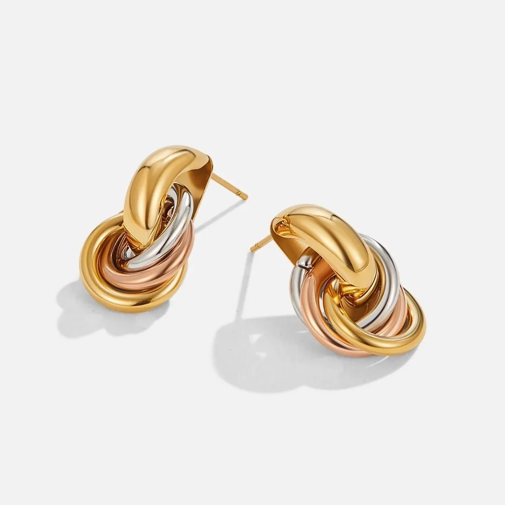 Twisted Three-Toned Hoop Earrings