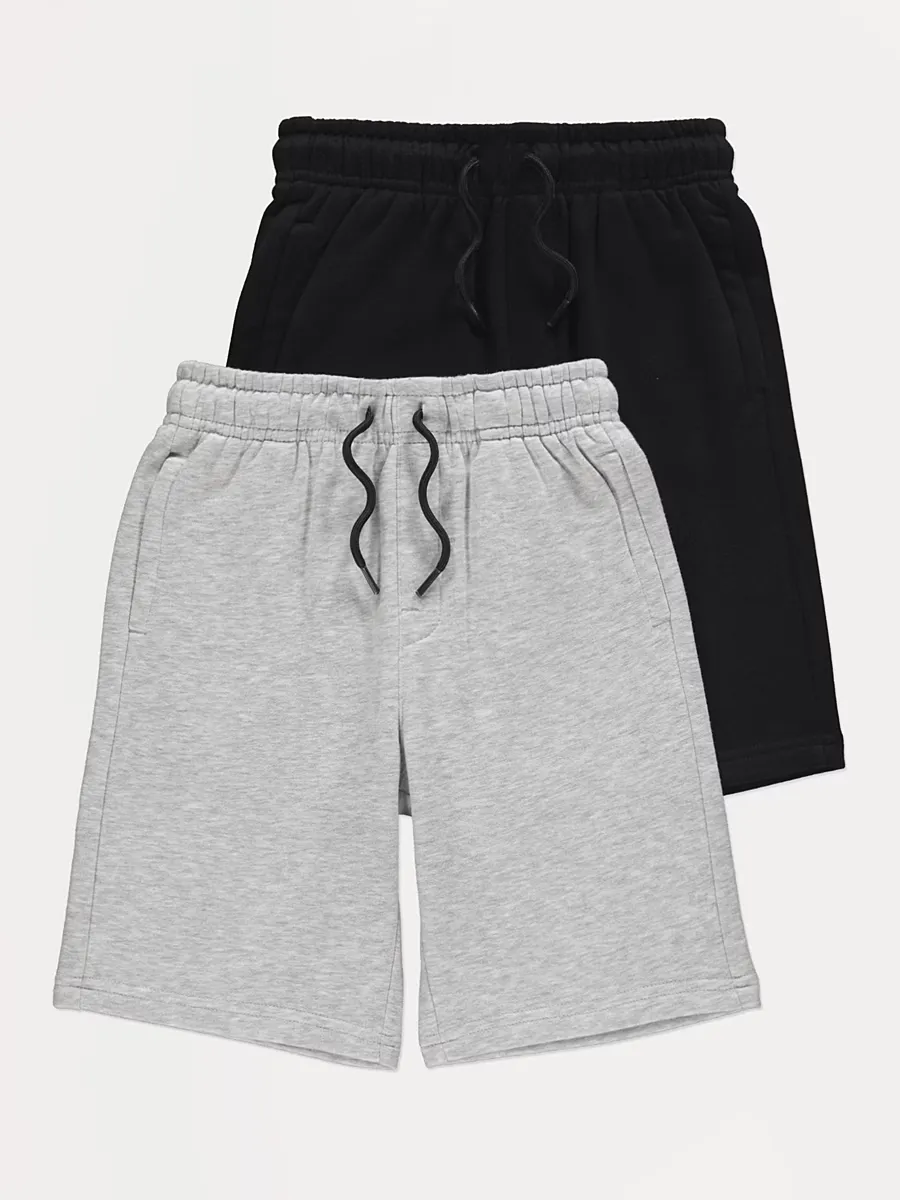 Black and Grey Long Jersey Jogger Shorts 2 Pack